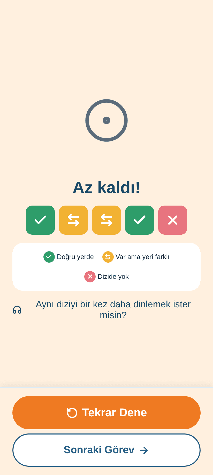AudioMind mobil geri bildirim ekranı